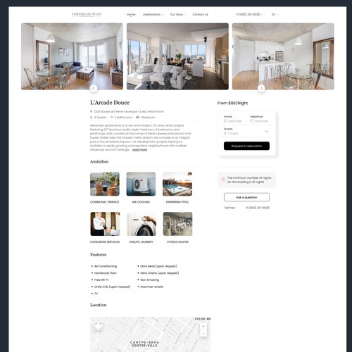 Apartment Rentals product page design
