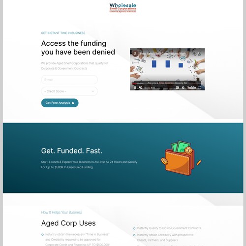 Landing Page for a Business Financing Company