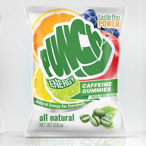 Caffeine gummies, packaging design
