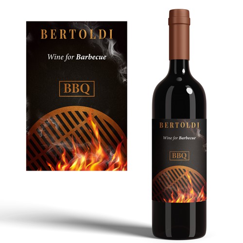 Label design for BERTOLDI - Wine for Barbecue - BBQ