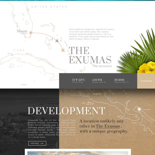 Breathtaking web page design for a beachfront development in the Bahamas
