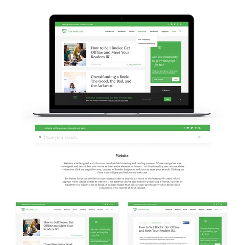 Webdesign for Write Life Blog