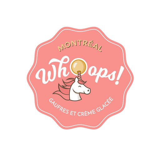 A fun, artsy, social-media friendly logo for bubble waffles and ice cream