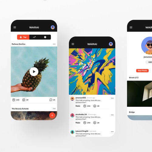 App Design for Warai, an anonymous Social Media Platform