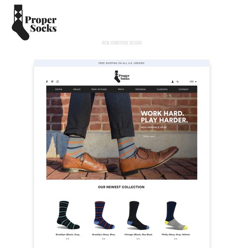 Proper Socks Homepage Design 