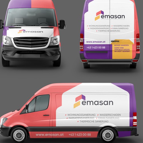Vehicle wrap designs for Emasan