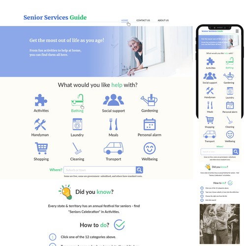 web design concept for senior services