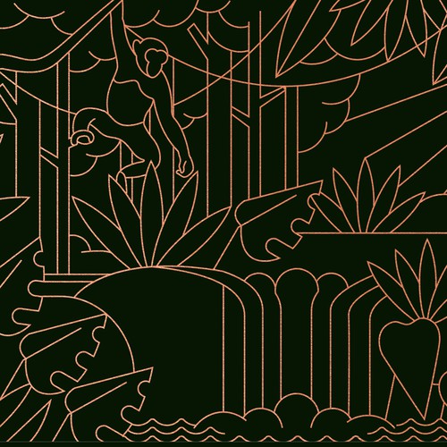 Jungle Scene Envelope Illustration