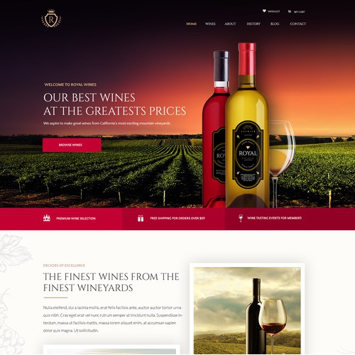 Design for a Wine WordPress theme