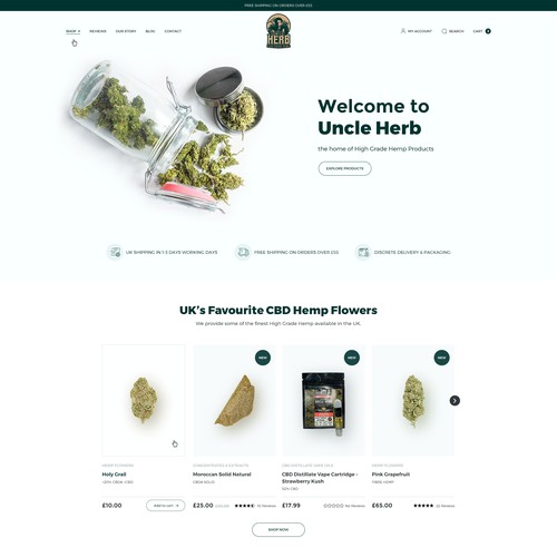 Uncle herb Hemp Flower Website Redesign