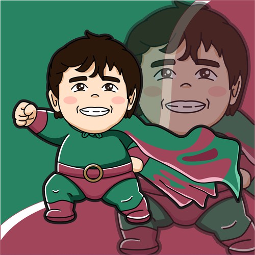 Superhero child cartoon mascot logo