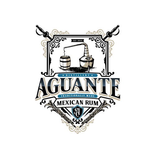 Vintage, historic, authentic, and meaningful Mexican rum logo