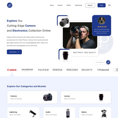 E-Commerce for camera and electronic products