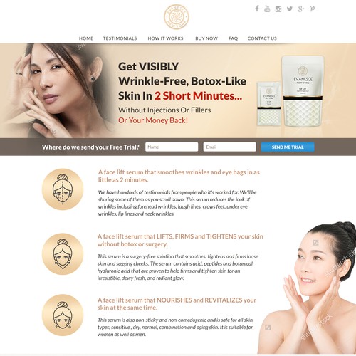 Landing page for beauty