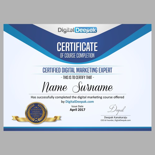 Create a Certificate Design for an Online Course