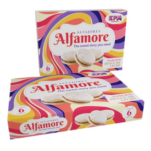 Packing design for Alfamore alfajores - The sweet story you need