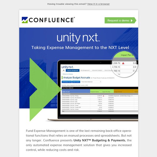 Email design for Unity NXT Budgeting & Payments  