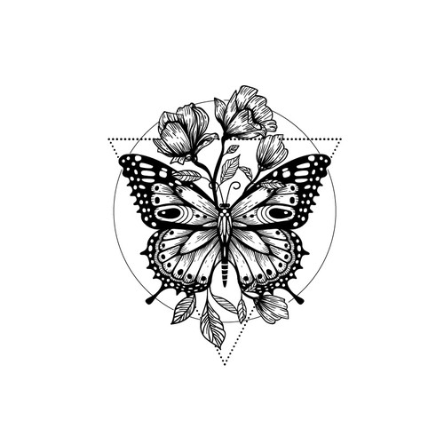 Tattoo style logo of a butterfly for a photography business