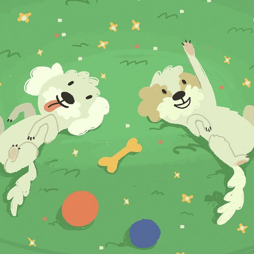 Illustration with dogs for a children's book