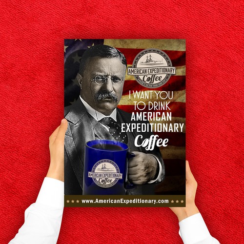 Uncle Sam poster: I Want You to Drink American Expeditionary Coffee