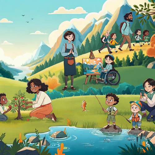 Outdoor Recreation - Children's panoramic illustration
