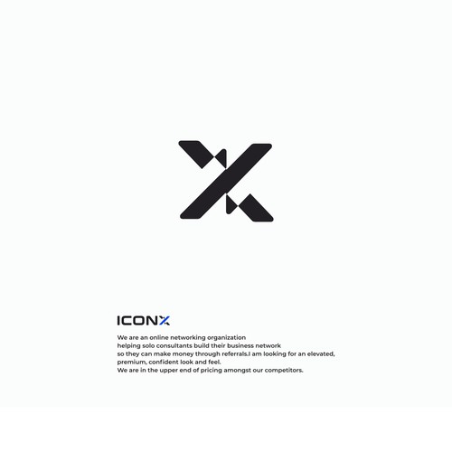 A futuristic-looking mark vaguely based on the X letter for Network company
