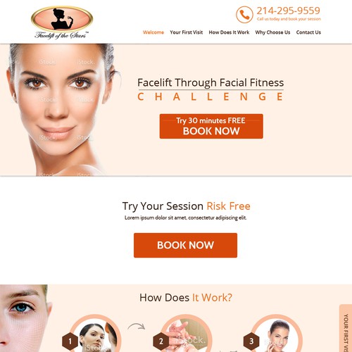 Create a stunning page for a non-surgical facelift center.