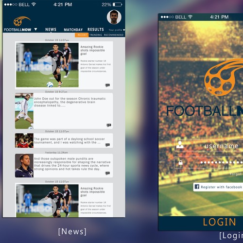 Re-design the clean, sleek UI of the next big thing in football apps
