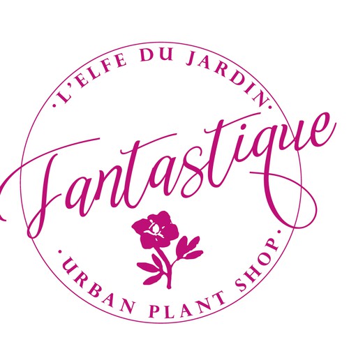 Fuschia round plant shop logo