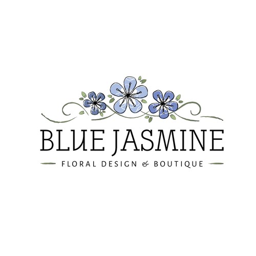 LOGO & BUSINESS CARD DESIGN FOR BLUE JASMINE LLC FLORAL DESIGN AND BOUTIQUE
