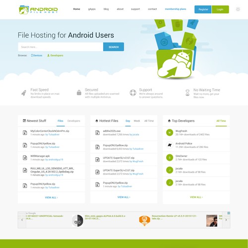 Website for Android File Hosting