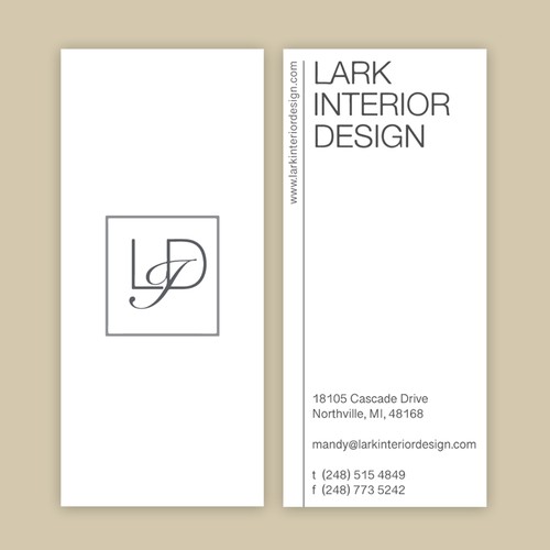 Business card designed for Lark Interior Design