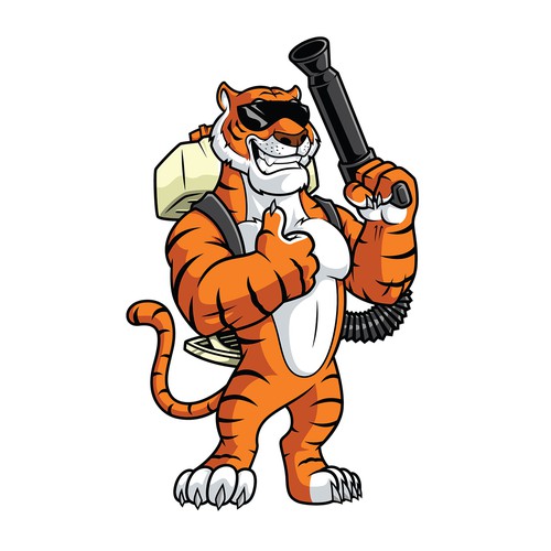 Tiger mascot logo for an outdoor pest and mosquito control company