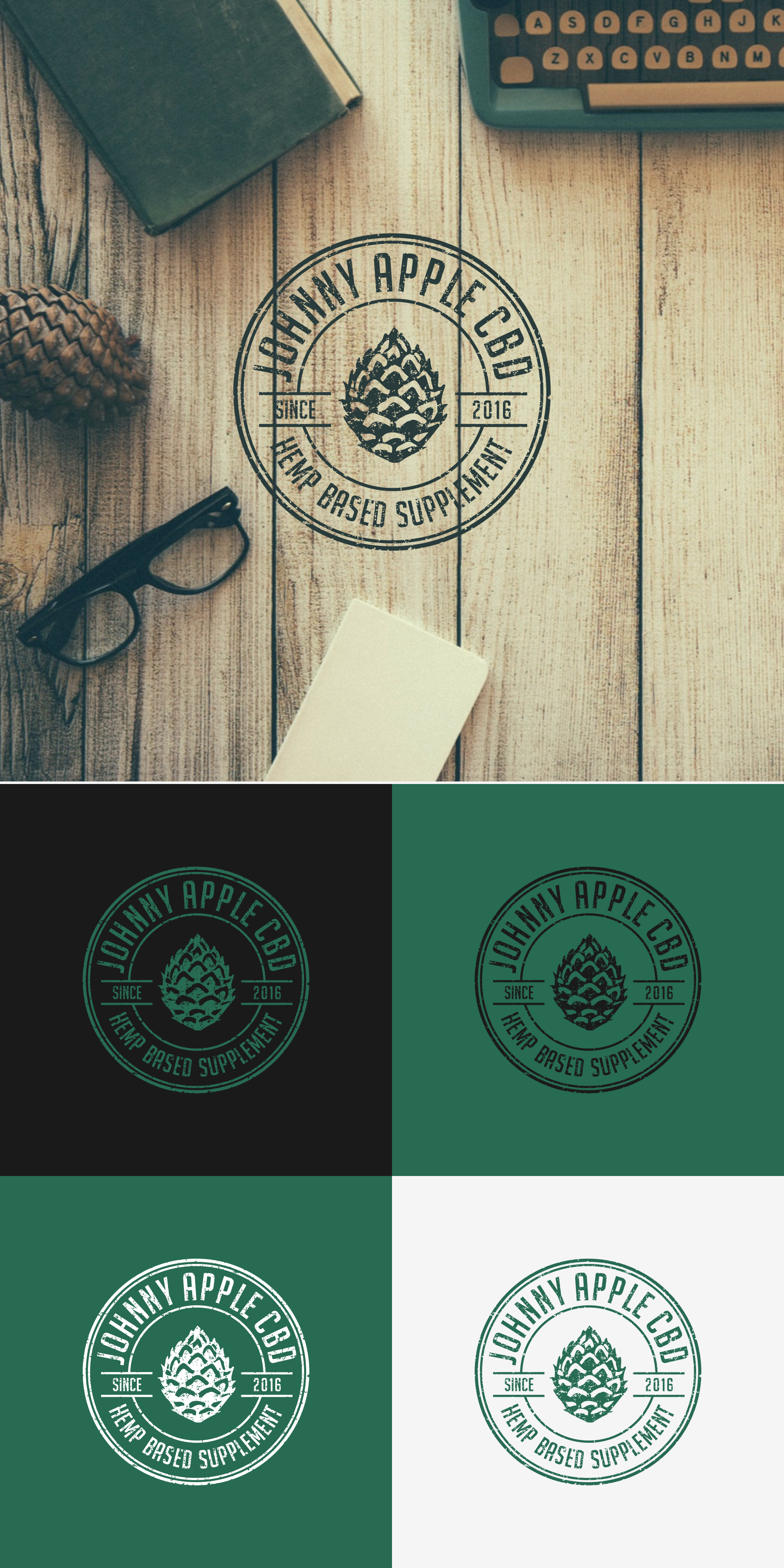 A vintage looking logo for a hemp-based supplement product.