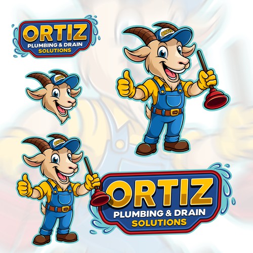 Ortiz plumbing logo mascot