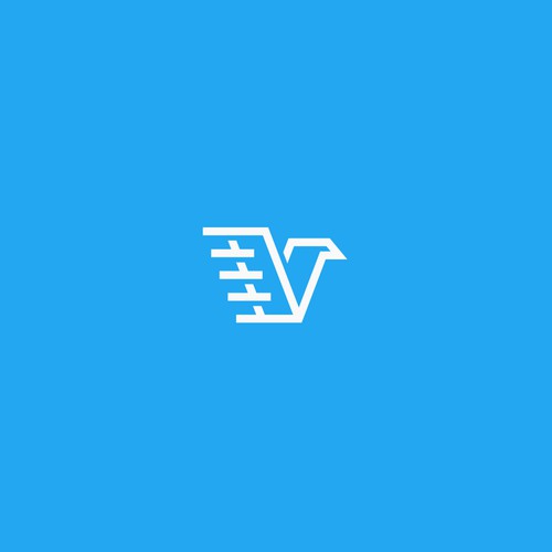V logo for delivery company, V+bird