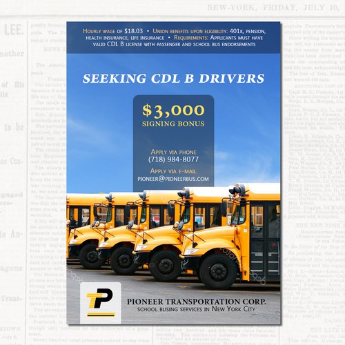 Flyer for transportation company