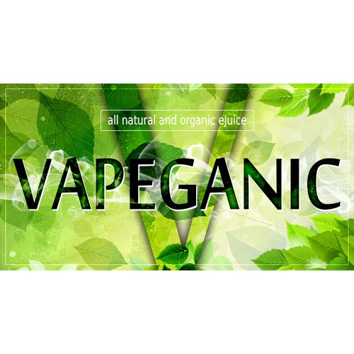 Create a label for our all natural and organic eJuice for eCigs."Vapeganic"