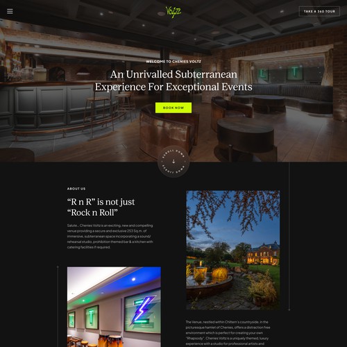 Website design for a party venue