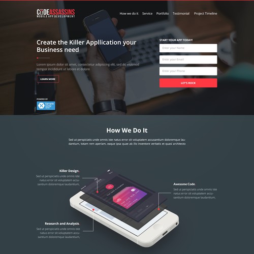 Super Sexy Landing Page Needed For Mobile App Development Firm