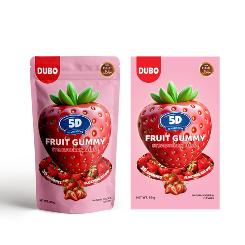 Fruit gummy strawberry burst pouch packaging