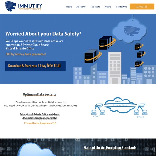 Secure Data transfer landing page