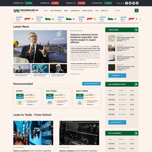 Premium Scandinavian clean looking forex/currency trading website