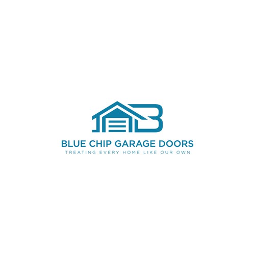 Flat Logo For Garage Door Repair Company