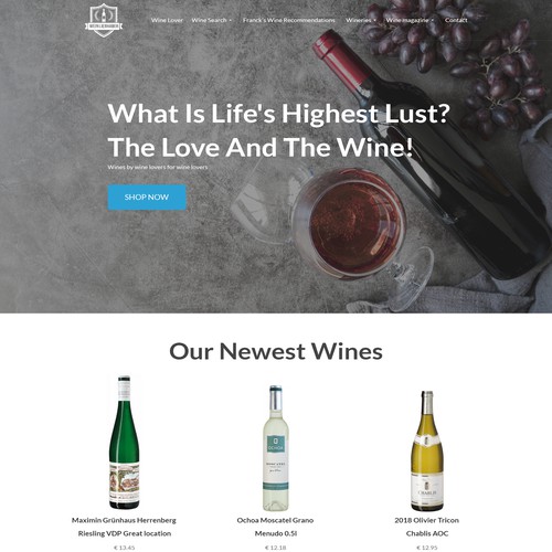 Design the most enhanced wine lovers site