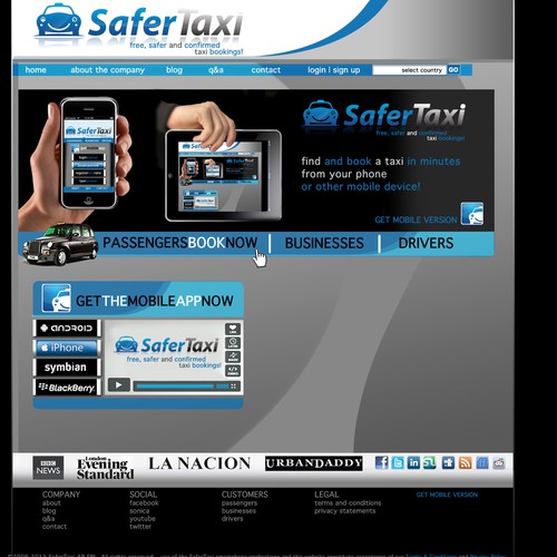 website for a Taxi app