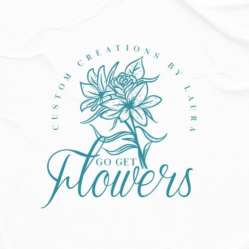 Creative Logo with Cross and Tiffany blue color for home grown floral business