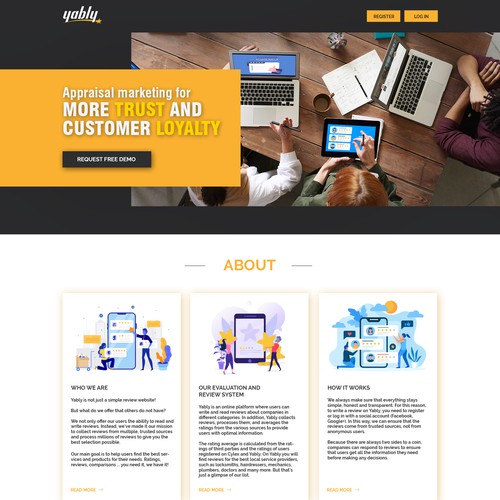 Landing page design