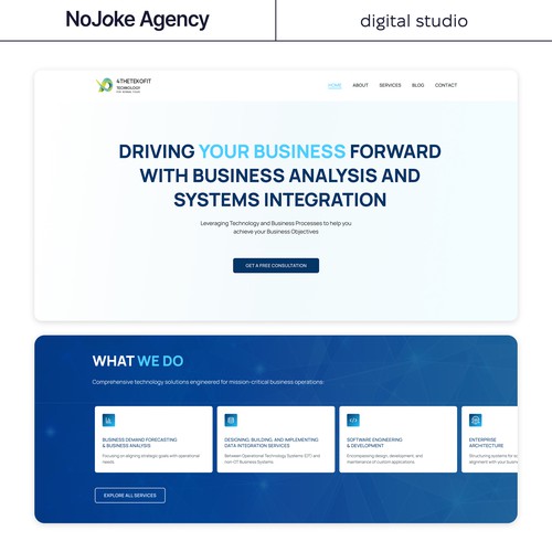 Modern Squarespace website for 4TheTekOfIt by NoJoke Agency