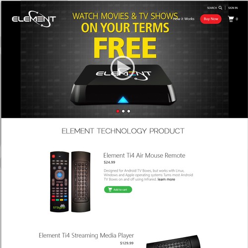 Element Landing Page Redesign Concept